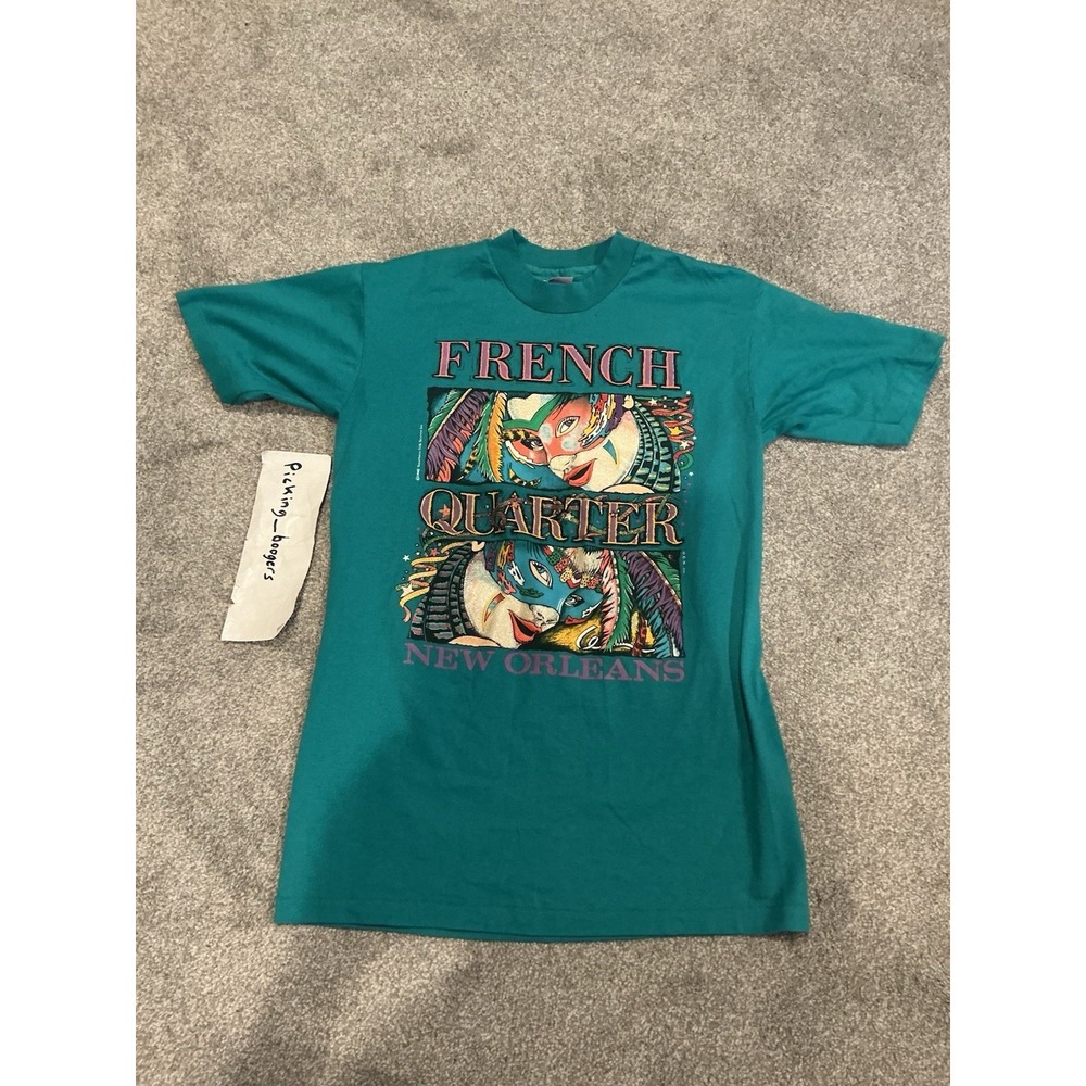 VINTAGE Mardi‎ Gras New Orleans 90s T Shirt Medium Teal